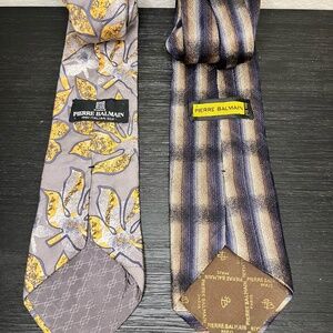 Exquisite Pierre Balmain 100% Italian Silk Designer Ties-Set of 2